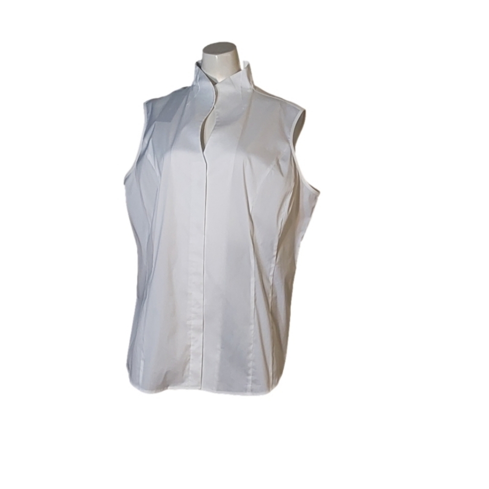 MISOOK BASIC WHITE BLOUSE-‎ MANDARIN COLLAR NWT SHELL